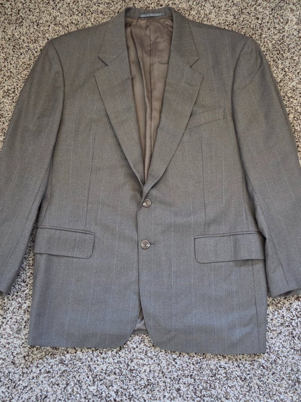 Ermenegildo Zegna Blazer Mens US 42R Wool Cashmere Blend Sport Coat Taupe Check